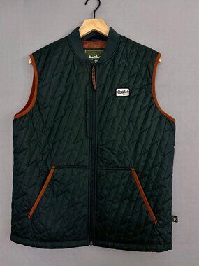 Howler Bros Quilted Insulated Vest Black Rust Brown Full Zip Mens Medium
